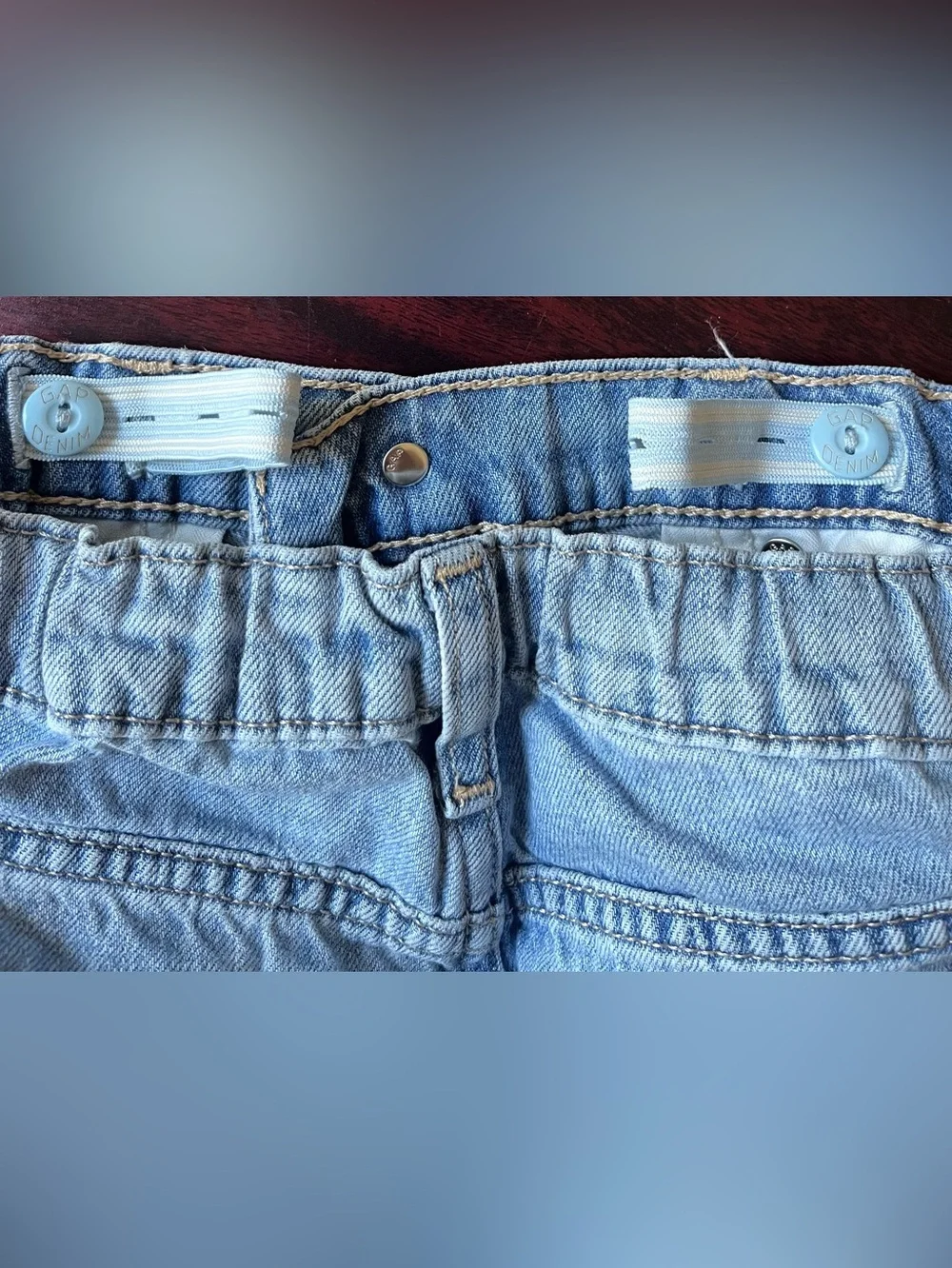 GAP Girls High Rise Ankle Colorblock Light Wash Jeans Size 14 Cotton Adjust
